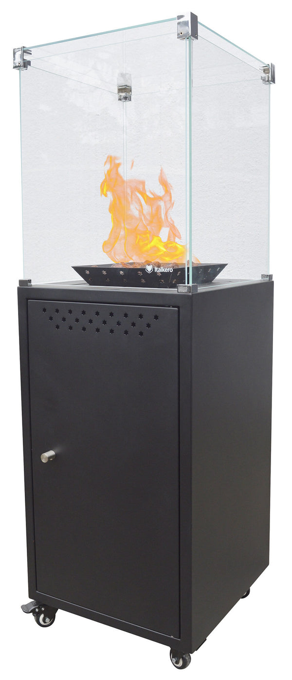 Poêle d'extérieur à gaz GPL Effet Cheminée 131,6x43,4x43,4 cm 7,3 kW en Italkero Steel Etna Black online