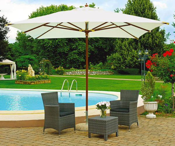 Parasol de Jardin 3x3 m Mât Ø48 mm Carré Structure en Bois Vorghini Ecrù acquista