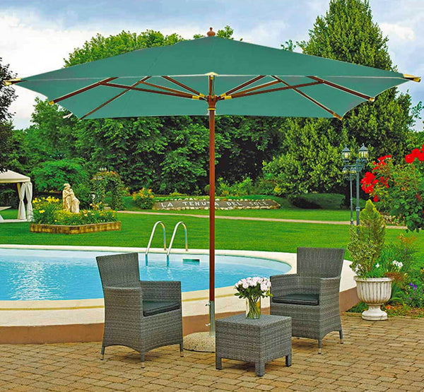 acquista Parasol de Jardin 3x3 m Mât Ø48 mm Carré Structure en Bois Vert Vorghini