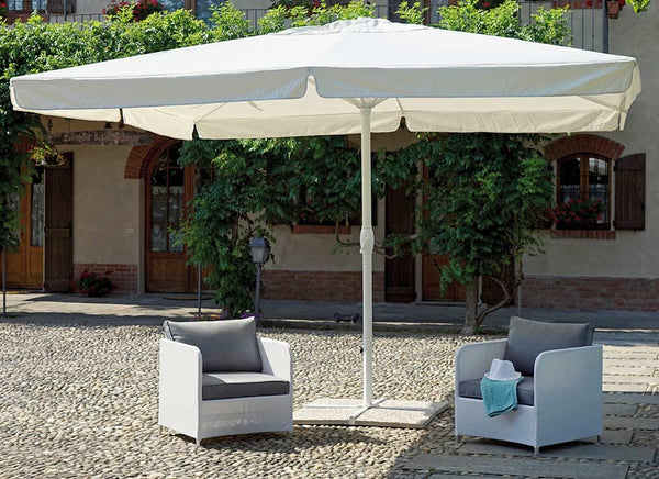 Parasol de Jardin Télescopique 4x4 m Mât Aluminium Ø67 mm avec Manivelle Vorghini ConTract Blanc et Ecru online