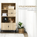 Libreria a Parete 80x35x155 cm in MDF e Metallo Legno Naturale-4