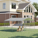 Gabbia Kennel per Cani da Esterno 400x230x232 cm in Metallo e Tetto in Tessuto Oxford Argento-2