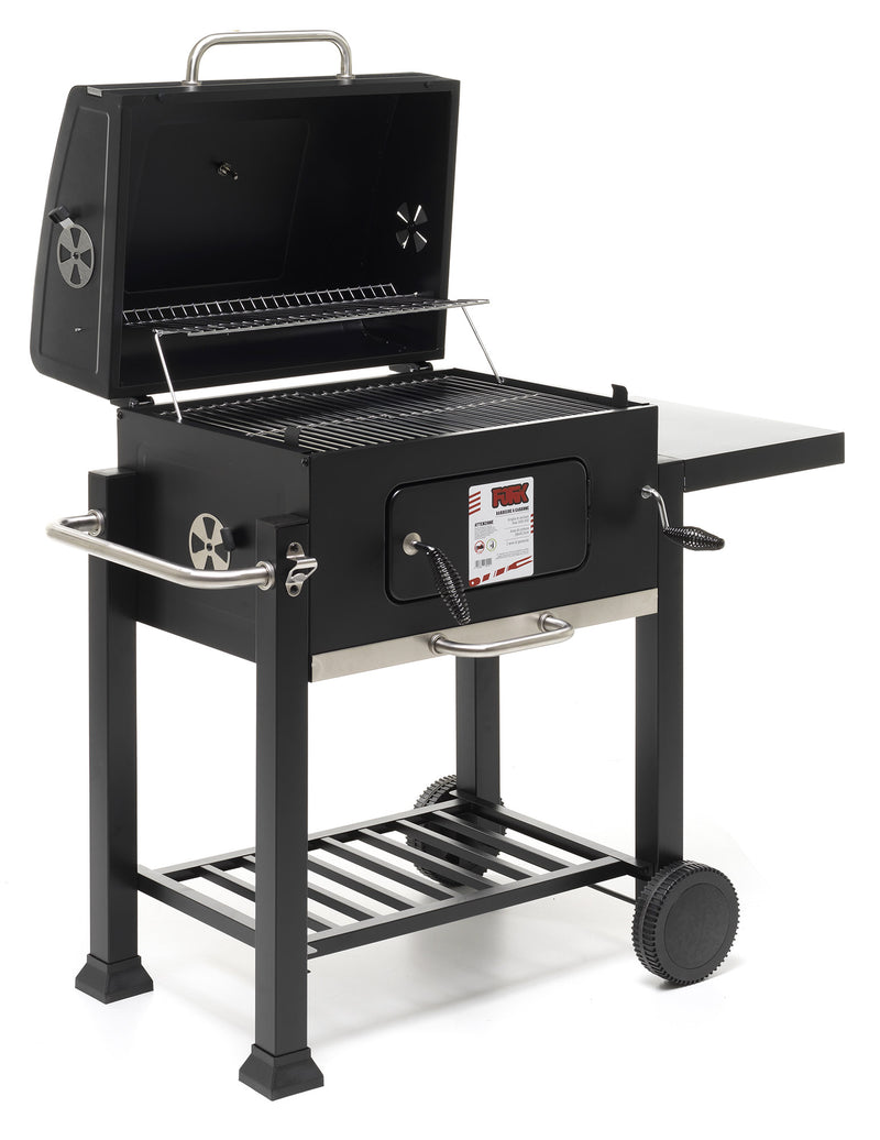 Barbecue a Carbone Carbonella 114x67x107 cm con Griglia in Acciaio Inox Nero-1