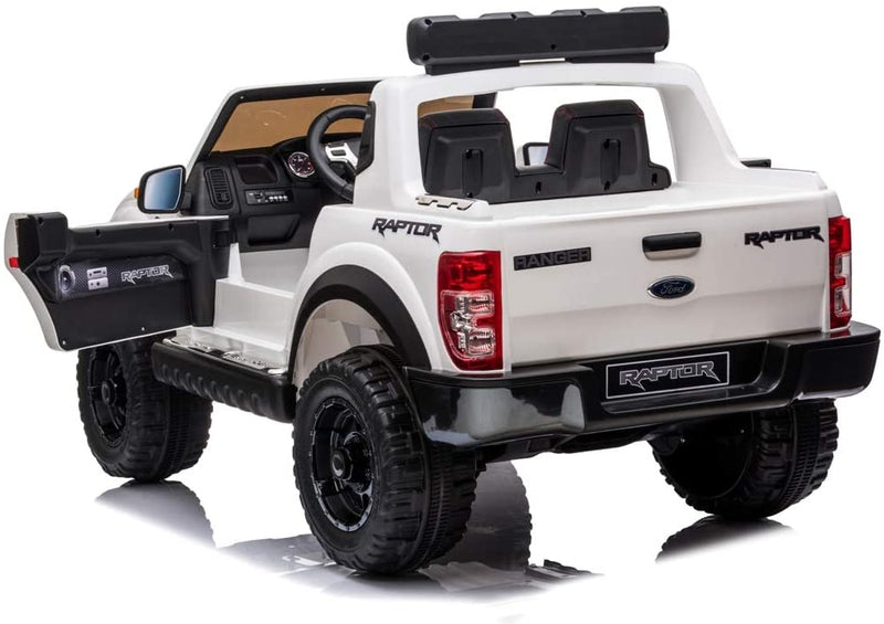 Macchina Elettrica per Bambini 2 posti 12V Ford Ranger Raptor Bianca-7