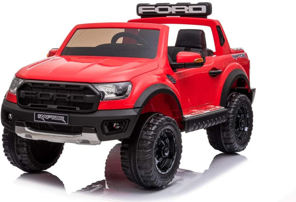 online Véhicule électrique pour enfants 2 places 12V avec permis Ford Ranger Raptor Rouge