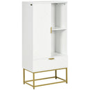 Mobiletto Bagno 60x30x120 cm in MDF e Acciaio Bianco-1