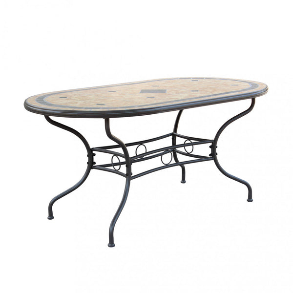 sconto Table ovale Nereo 160x90x74 h cm en acier Tortora