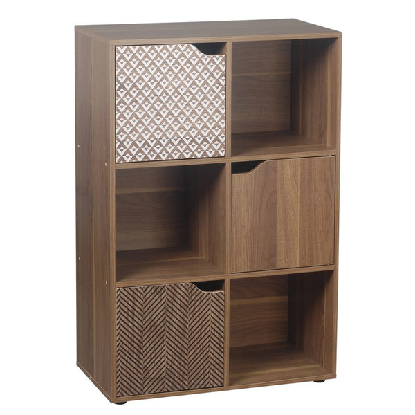 sconto Meuble bibliothèque 6 compartiments 59,6x29x90,5 cm en bois MDF naturel