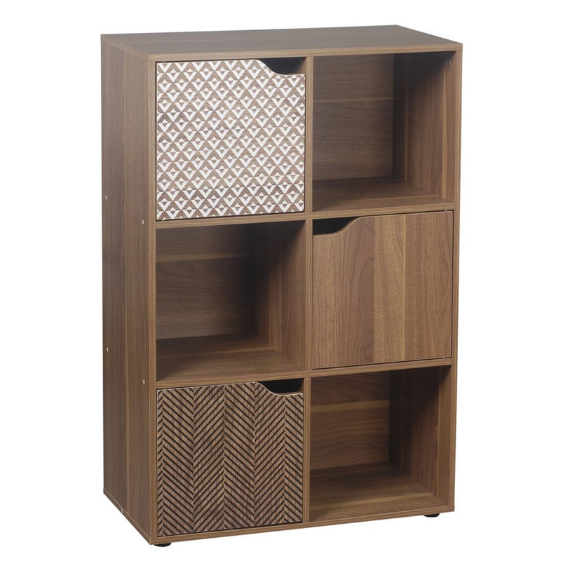 Libreria Mobiletto 6 Scomparti 59.6x29x90.5 cm in Legno MDF Naturale-1