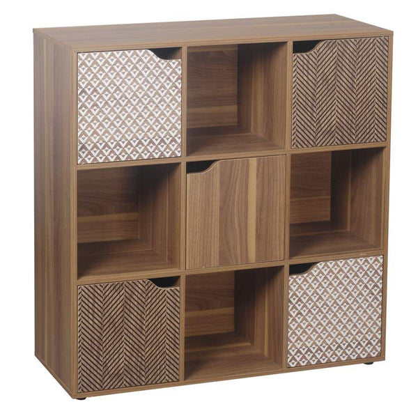 Libreria Mobiletto 9 Scomparti 5 Ante 88.8x29x90.5 cm in Legno MDF Effetto Naturale acquista