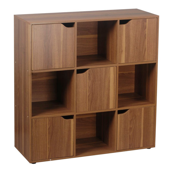 prezzo Libreria Mobiletto 9 Scomparti 5 Ante 88.8x29x90.5 cm in Legno MDF Effetto Naturale