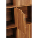 Libreria Mobiletto 9 Scomparti 5 Ante 88.8x29x90.5 cm in Legno MDF Effetto Naturale-3