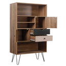 Libreria Mobiletto 2 Ante e 2 Cassetti 4 Ripiani 80x39x139,5 cm in Legno MDF Naturale-2