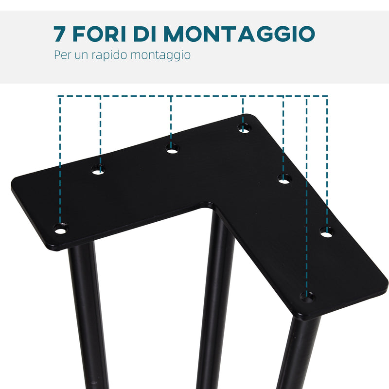 Set 4 Gambe per Tavolo 12x12x71 cm in Acciaio Preforato Nero-4