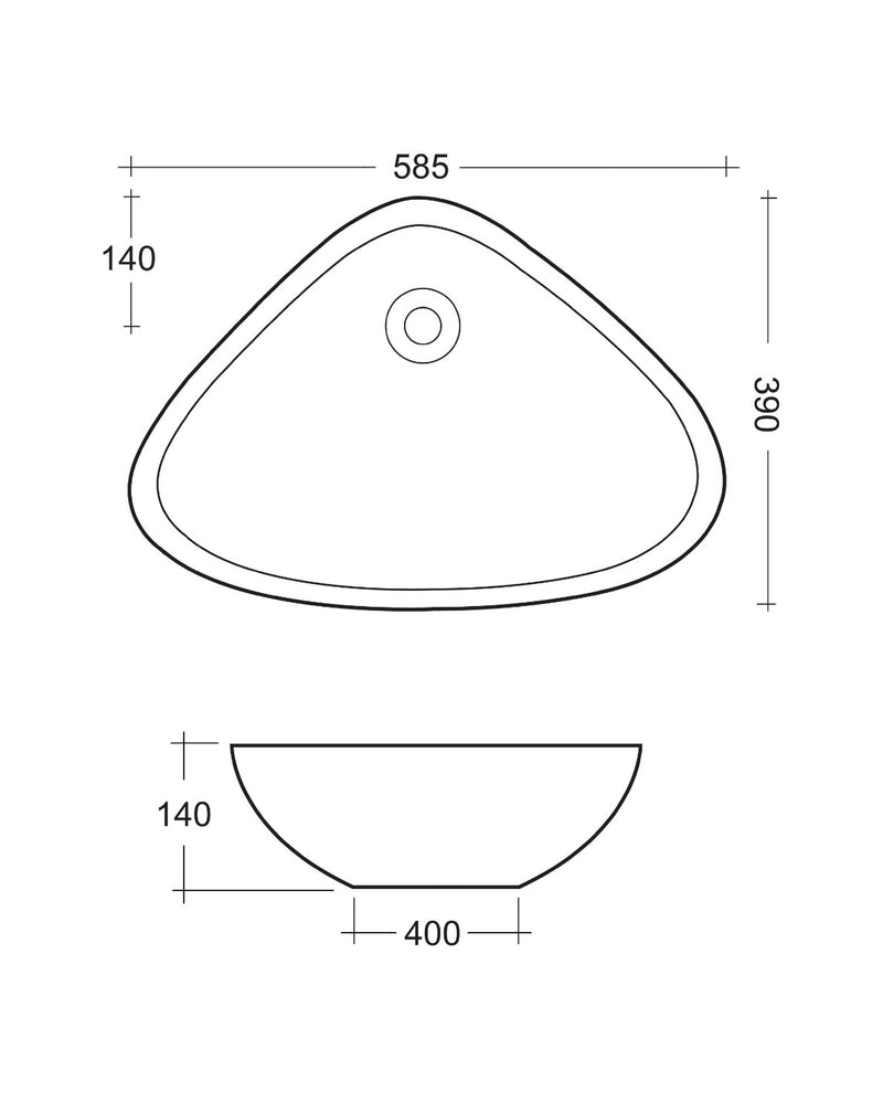 Lavabo da Appoggio 58,5x39x14 cm in Ceramica TFT Berlino Bianco-3