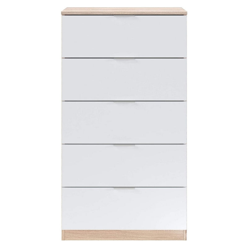 Cassettiera 5 Casetti 60x110x40 cm in Legno Bianco e Rovere-8