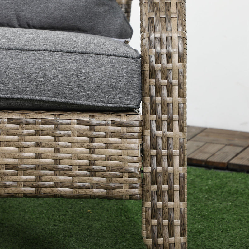 Sedia da Giardino 64x80x90 cm in Rattan e Acciaio Marrone e Grigio-9