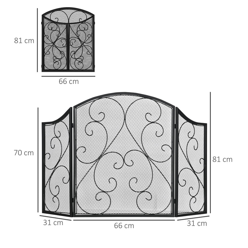 Parascintille con Antine 66x31x81 cm in Metallo Nero-3