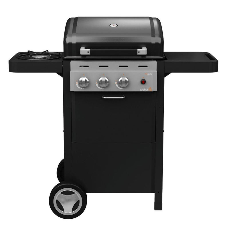 Barbecue a Gas GPL Pietra Lavica 2 Fuochi 8,1kW con Fornello Laterale Sochef Piùgusto -2