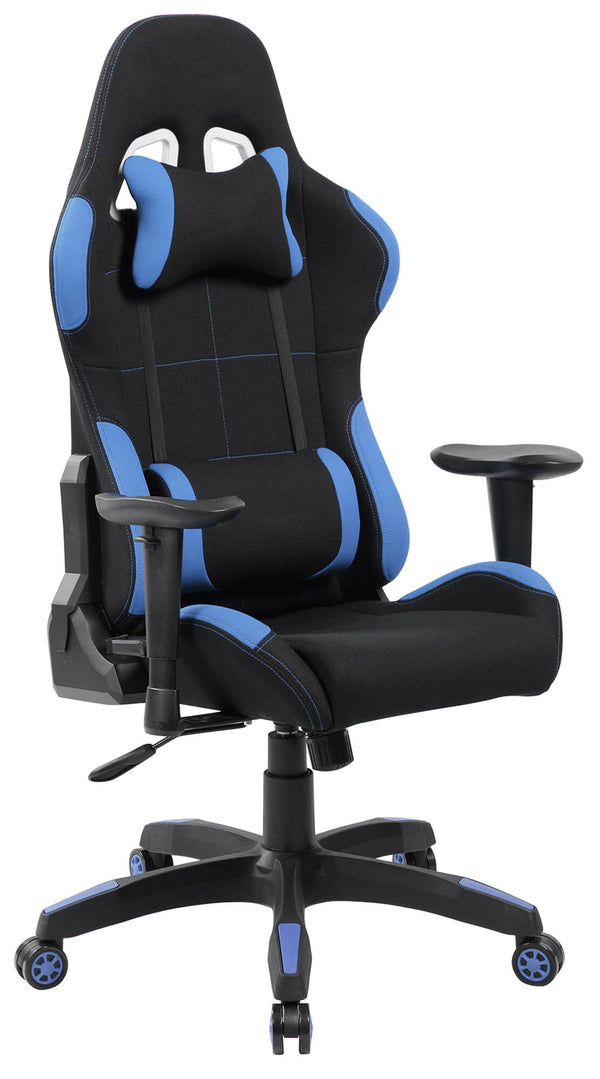 Chaise Gaming Ergonomique 72x57x134 cm en Tissu Noir et Bleu prezzo