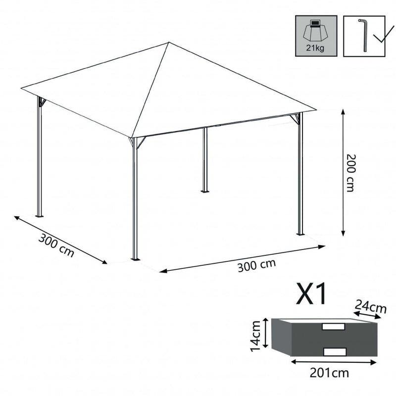 Gazebo Liberty 3x3 m in Acciaio Antracite-3