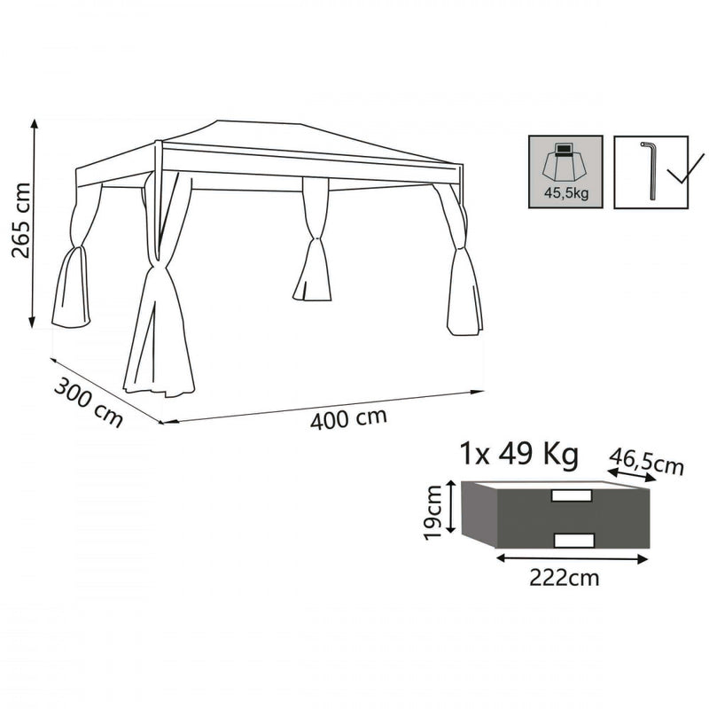 Gazebo Karnak 3x4x2,60 h m in Acciaio Antracite-3