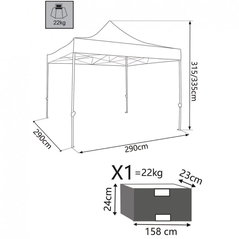 Gazebo Holiday 3x3 m in Acciaio Verde-3