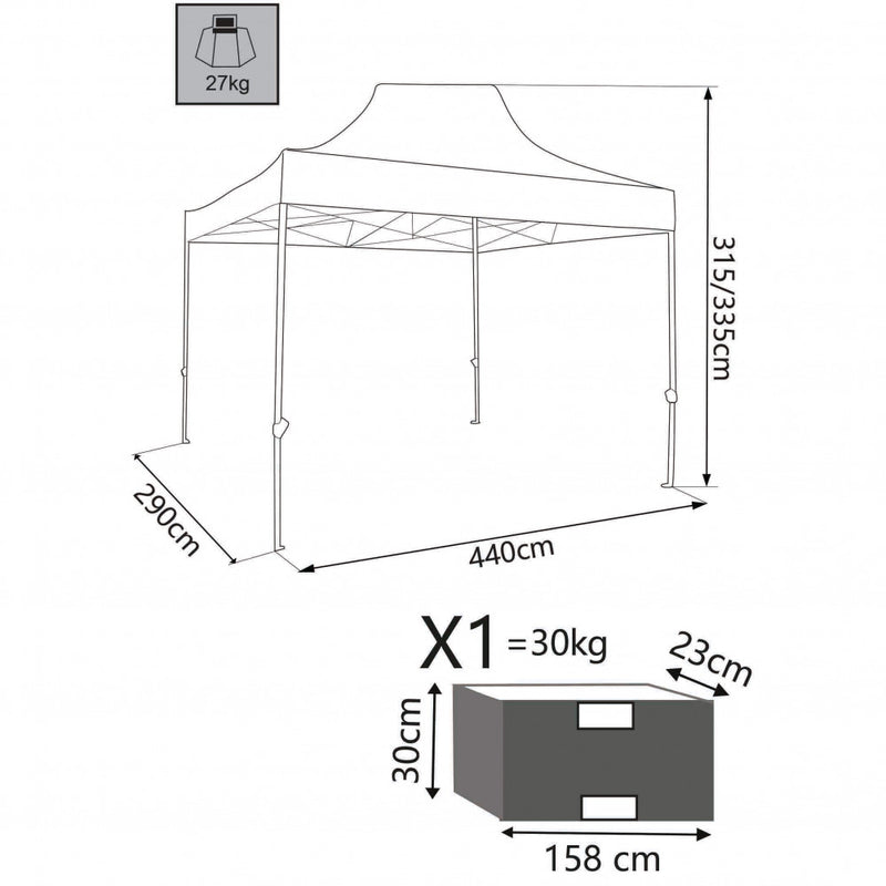 Gazebo Holiday 3x4,5 m in Acciaio Bianco-3