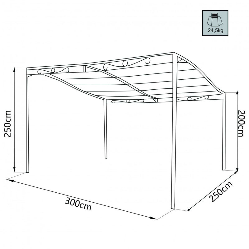 Gazebo Pergola 3x2,5 m in Acciaio Antracite-3