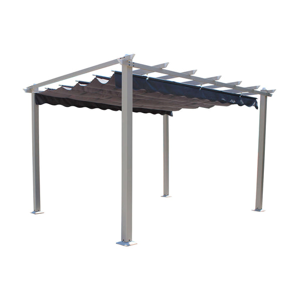 prezzo Pergola de Jardin 3x3m en Aluminium Gris Tourterelle et Toile Grise