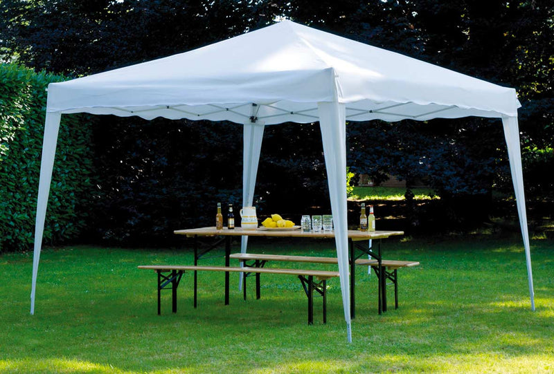 Gazebo Pieghevole da Giardino in Ferro 3X3m Vorghini Limber Bianco-1