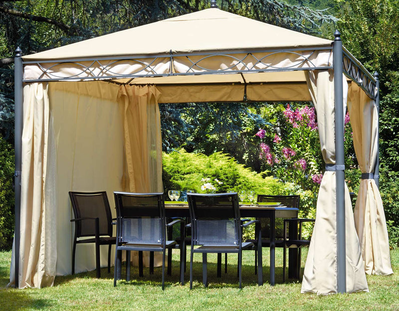 Gazebo da Giardino in Ferro 3X3m Vorghini Iron Sabbia-1