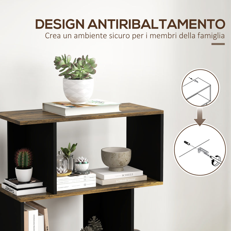 Libreria 5 Ripiani 70x29,5x163 cm in Legno Marrone Rustico-6