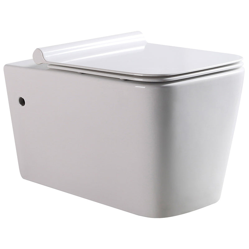 Coppia di Sanitari WC e Bidet Sospesi Filo Muro in Ceramica 36,5x58x33cm Bianco-2