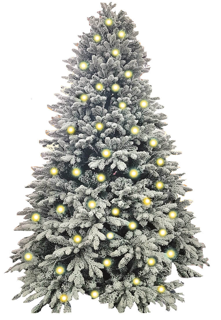 Albero di Natale Artificiale Innevato con Led Bianco Caldo Abetone Varie Misure-1