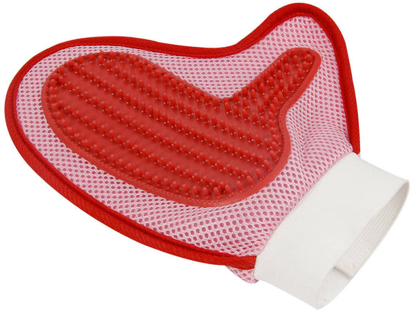 Brosse à Gant Épiler Chiens et Chats Rouge et Rose prezzo