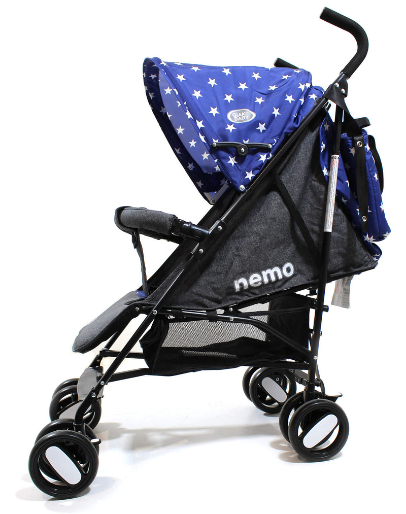 Passeggino Leggero per Bambini Pieghevole con Borsa Nemo Blu con Stelle-5