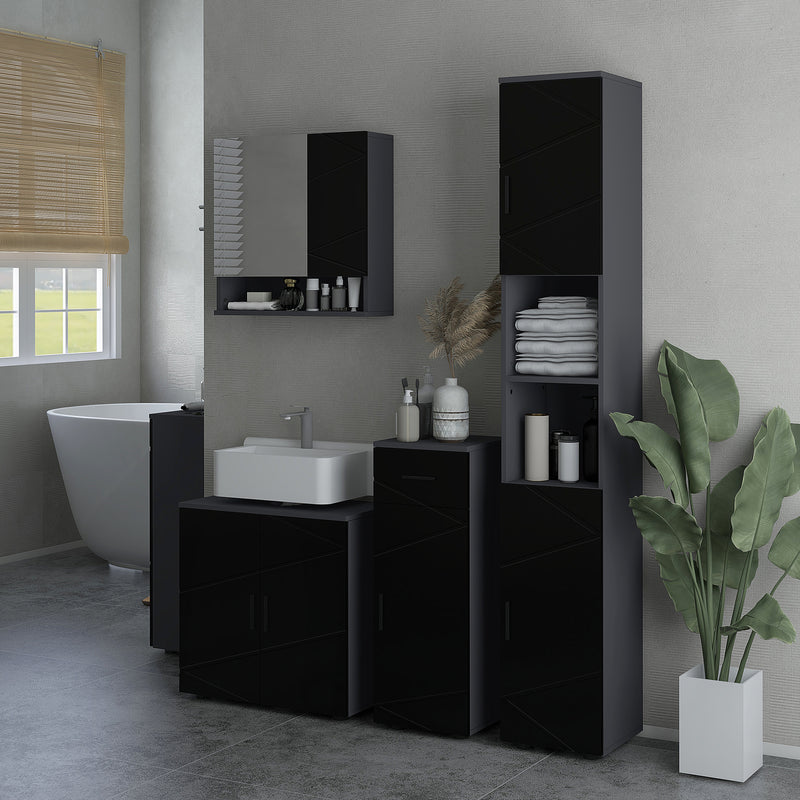 Mobile Sotto Lavabo Bagno 2 Ante 60x30x60 cm in Legno Nero-7