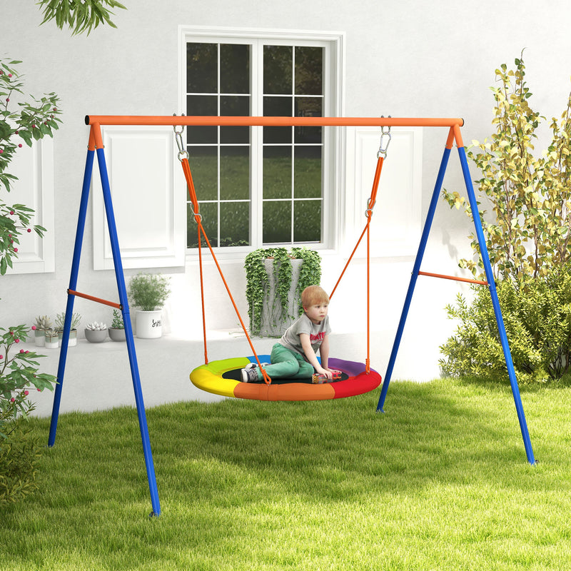 Altalena da Giardino a Nido per 1-2 Bambini  Rinforzato 196x172x180 cm in Metallo Multicolore-2