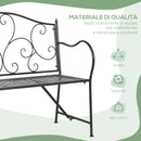 Panchina 2 Posti da Giardino 106x42x95 cm in Acciaio Nero-5