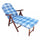 Fauteuil 4 Positions Relax Hêtre avec Coussin et Rallonge 84/40x 60x100 h cm en Coton Bleu