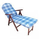 Poltrona 4 Posizioni Relax Faggio con Cuscino e Prolunga 84/40x 60x100 h cm in Cotone Blu-1