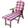 Fauteuil 4 Positions Relax Hêtre avec Coussin et Rallonge 84/40x 60x100 h cm en Coton Rouge