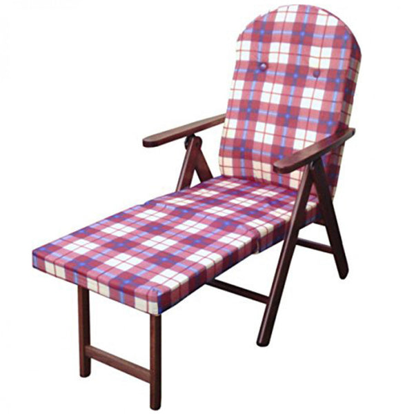 prezzo Fauteuil 4 Positions Relax Hêtre avec Coussin et Rallonge 84/40x 60x100 h cm en Coton Rouge