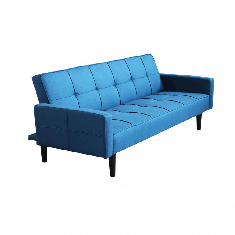 Divano Letto Anson 194x83x74 cm in Tessuto Blu melange-1