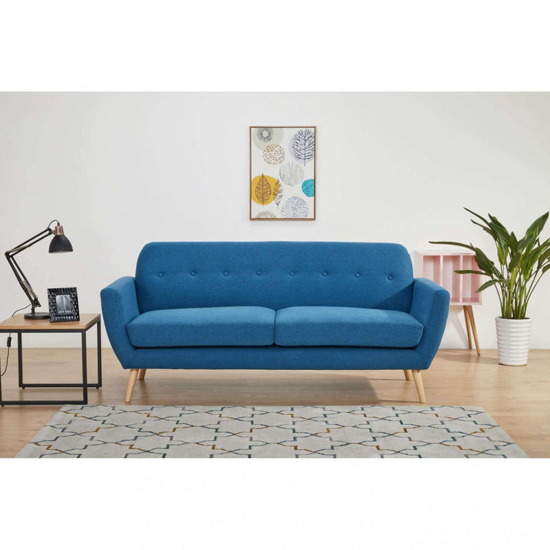 Divano 3 Posti Burton 193x79x86 h cm in Tessuto Blu-4