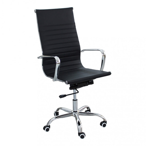 sconto Fauteuil de bureau Isabelle 60x60x115/125 h cm en polyuréthane noir