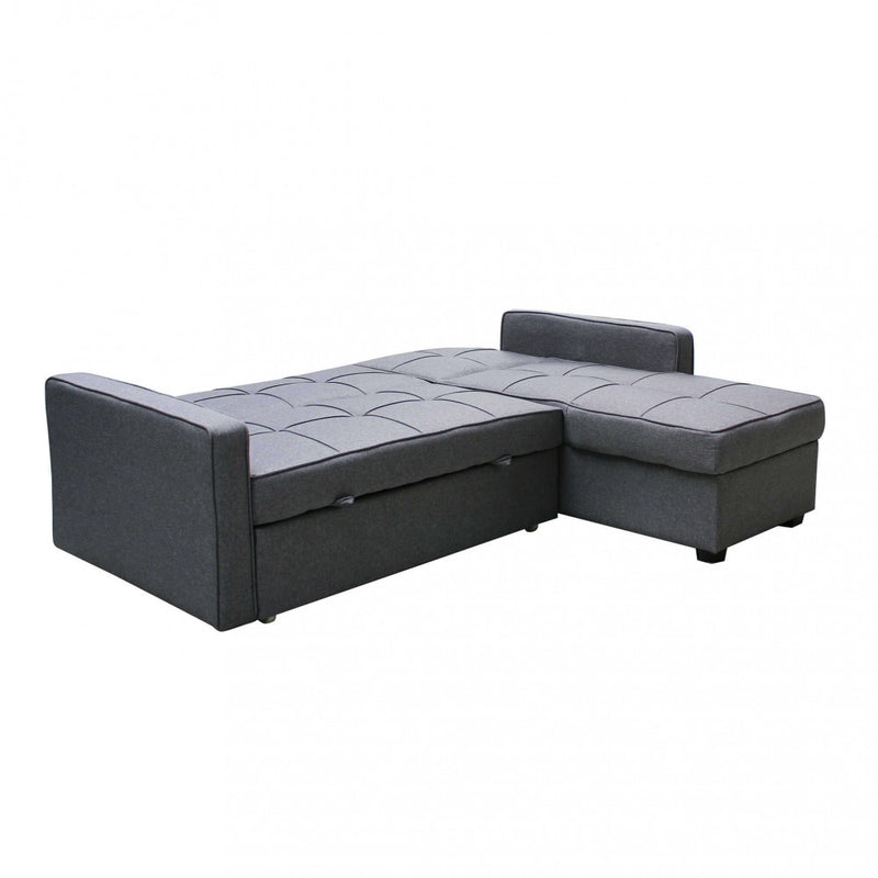 Divano Letto Cedric 208x87/145x88 cm  in Tessuto Grigio scuro-4