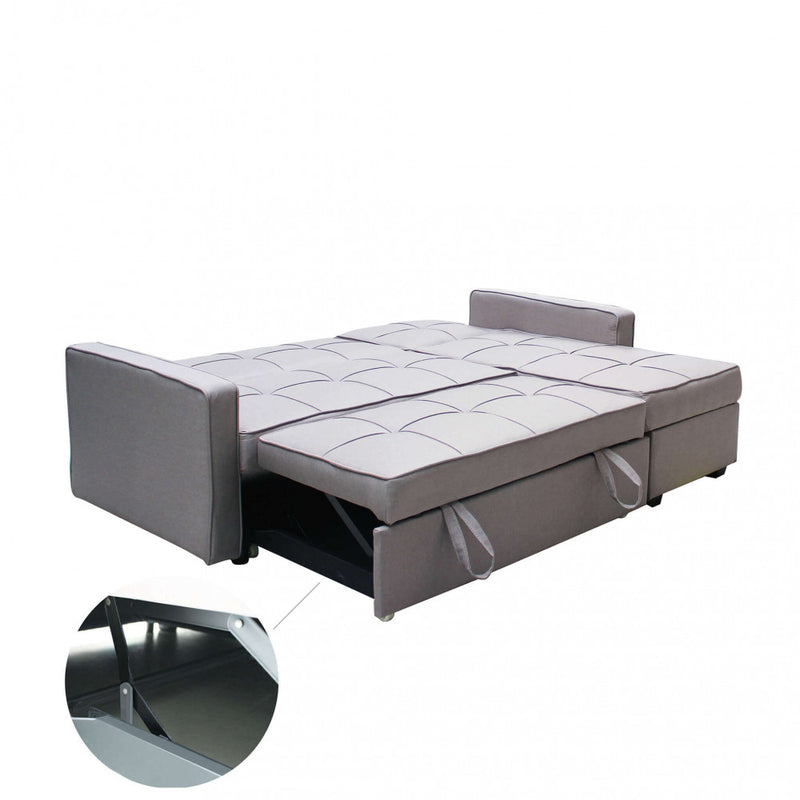 Divano Letto Cedric 208x87/145x88 cm  in Tessuto Grigio-6