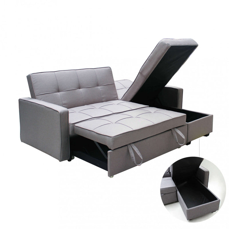 Divano Letto Cedric 208x87/145x88 cm  in Tessuto Grigio-7